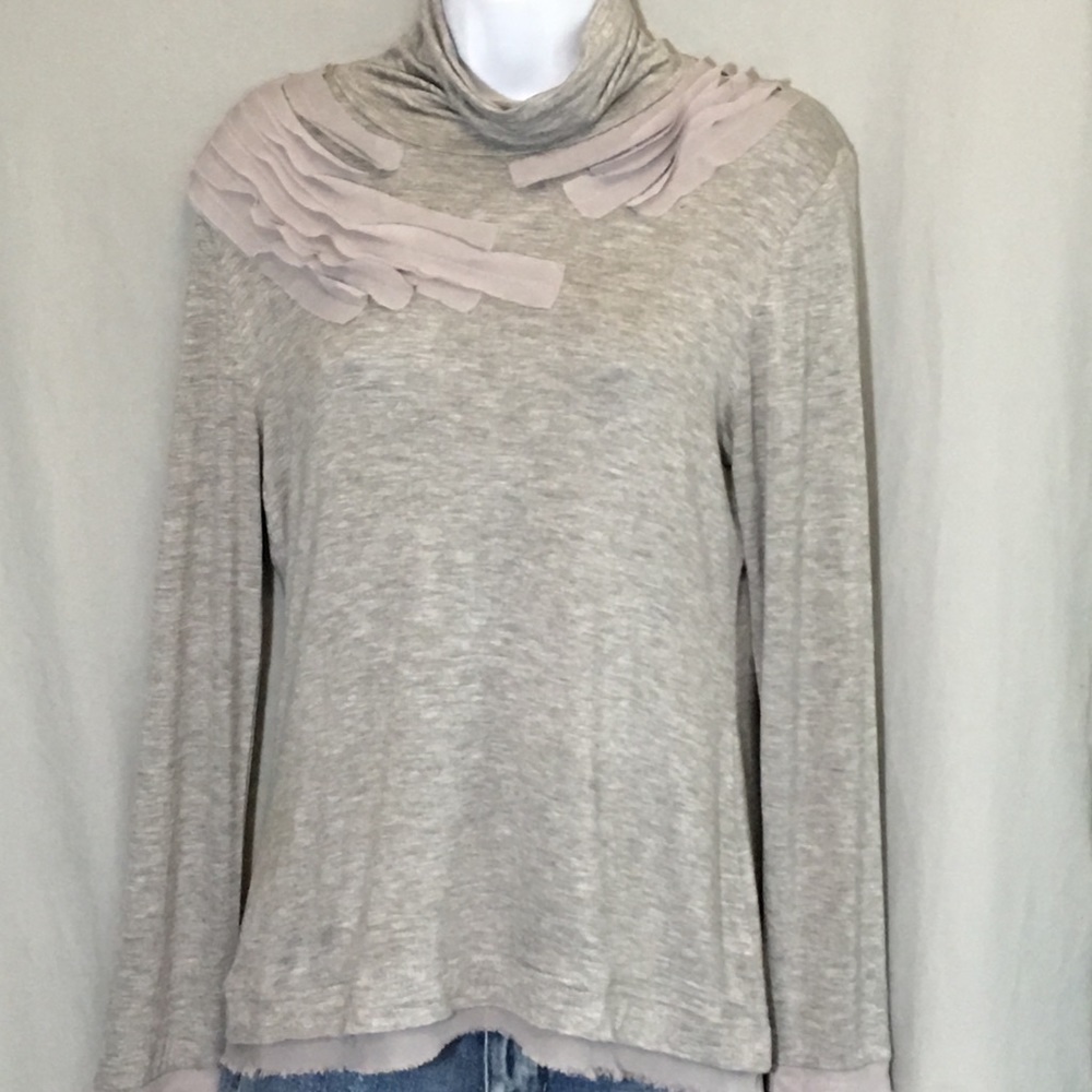 Shu Shu Gray Shirt Size Medium Raw Edge Details
